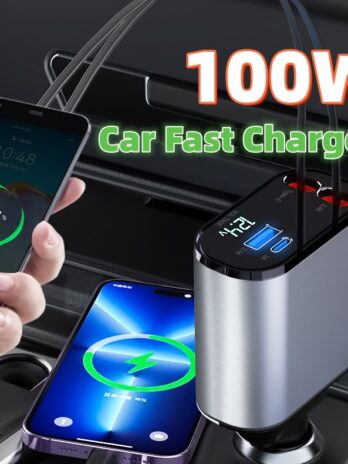 Metal Car Charger 100W Super Fast Charging Car Cigarette Lighter USB And TYPE-C Adapter